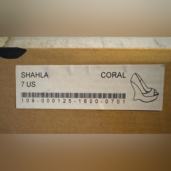 Beau+Ashe Vibrant Coral Platform Peep Toe Wedges with Gradient See-Thru Wedge - Picture 4 of 15